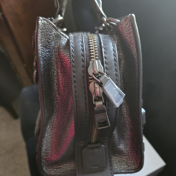 Coach Tea Rose Applique Metallic Gray Gunmetal Rogue 25 Satchel New W/o Tags - Picture 4 of 14